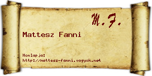 Mattesz Fanni névjegykártya